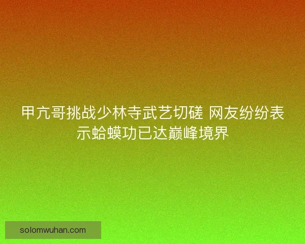 甲亢哥挑战少林寺武艺切磋 网友纷纷表示蛤蟆功已达巅峰境界