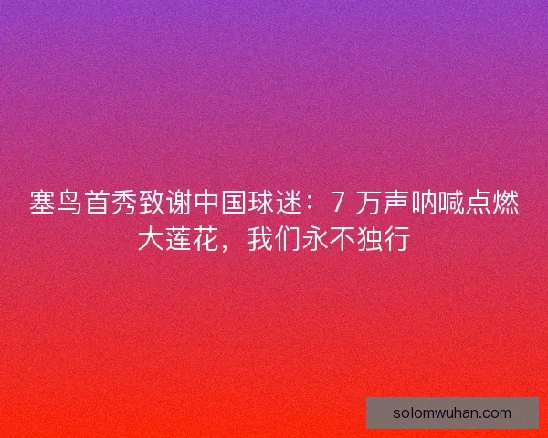 塞鸟首秀致谢中国球迷：7 万声呐喊点燃大莲花，我们永不独行
